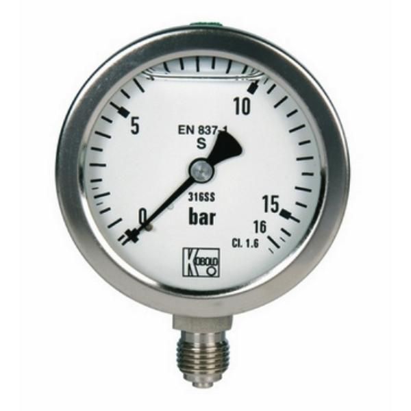 All Stainless Steel- Pressure Gauges with Bourdon Tube MAN-RF76, 0-100Bar, PSI, NPT