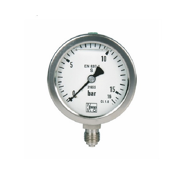 All Stainless Steel- Pressure Gauges with Bourdon Tube MAN-RD75, -1-+5Bar, inH2O/PSI, NPT